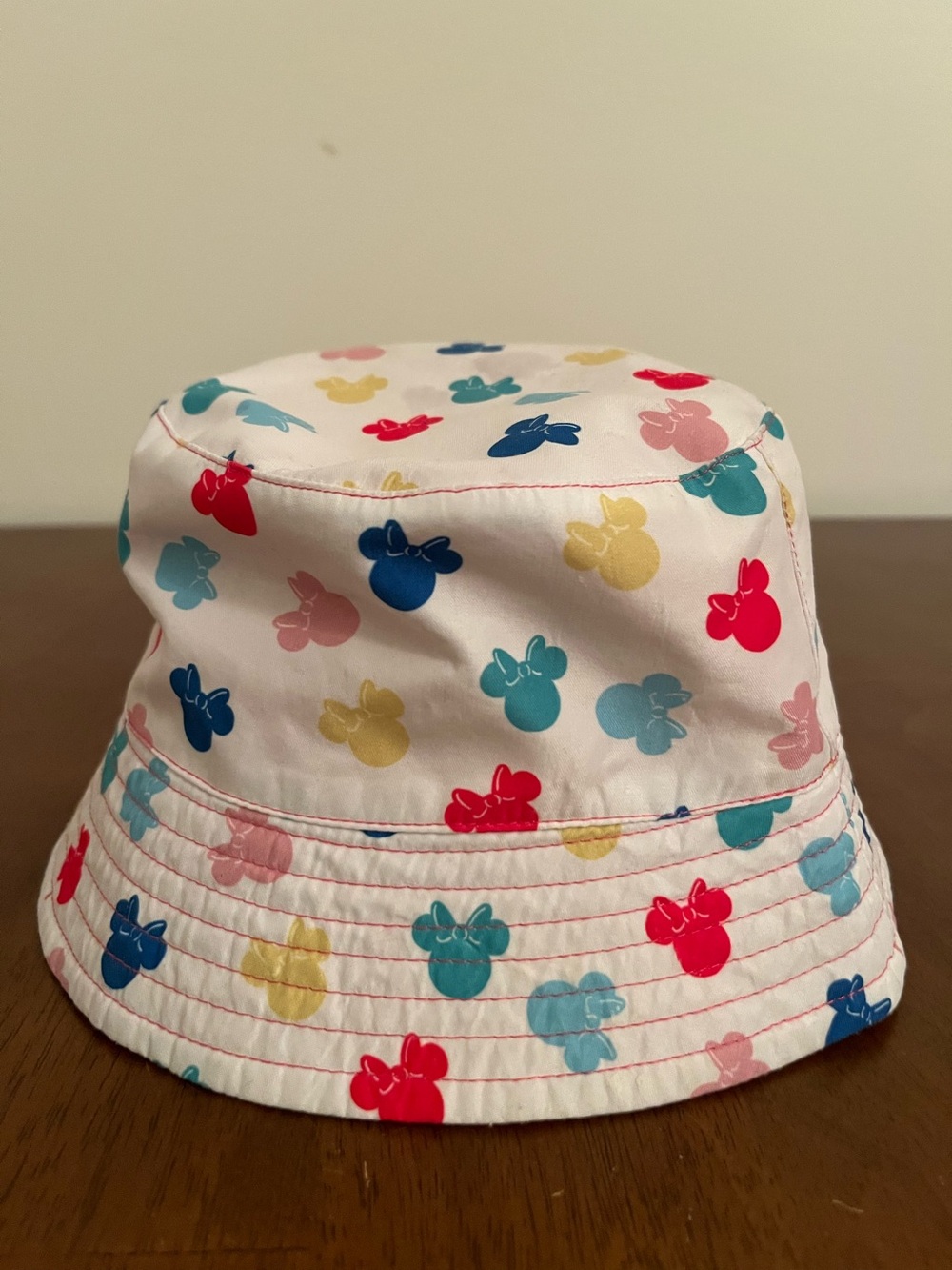Cute Minnie Mouse Pattern Bucket Hat - White with Multi Color Prints Toddler
